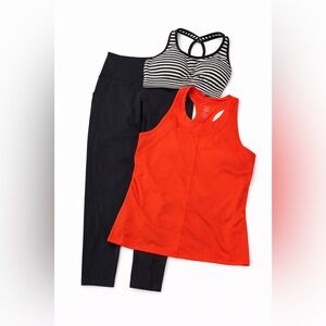 Red Tank Top and Black Leggings Set with Calia Spirts bra
